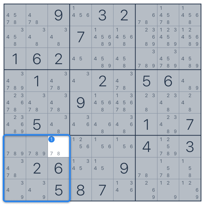Hidden singles step 1